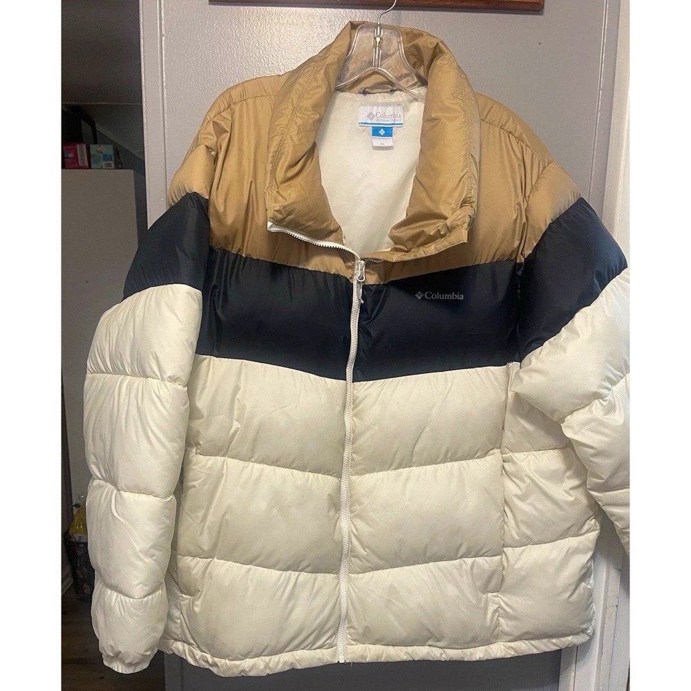 Columbia unisex Colorblock Puffer Jacket Full Zip poly Insulated 3X Beige black
